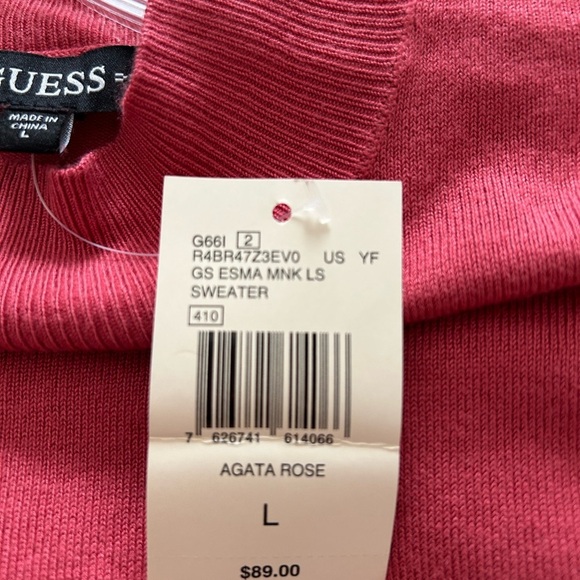 Guess / NWT/ Long Sleeve light weight Sweater / Agatha Rose / size L - Picture 8 of 10